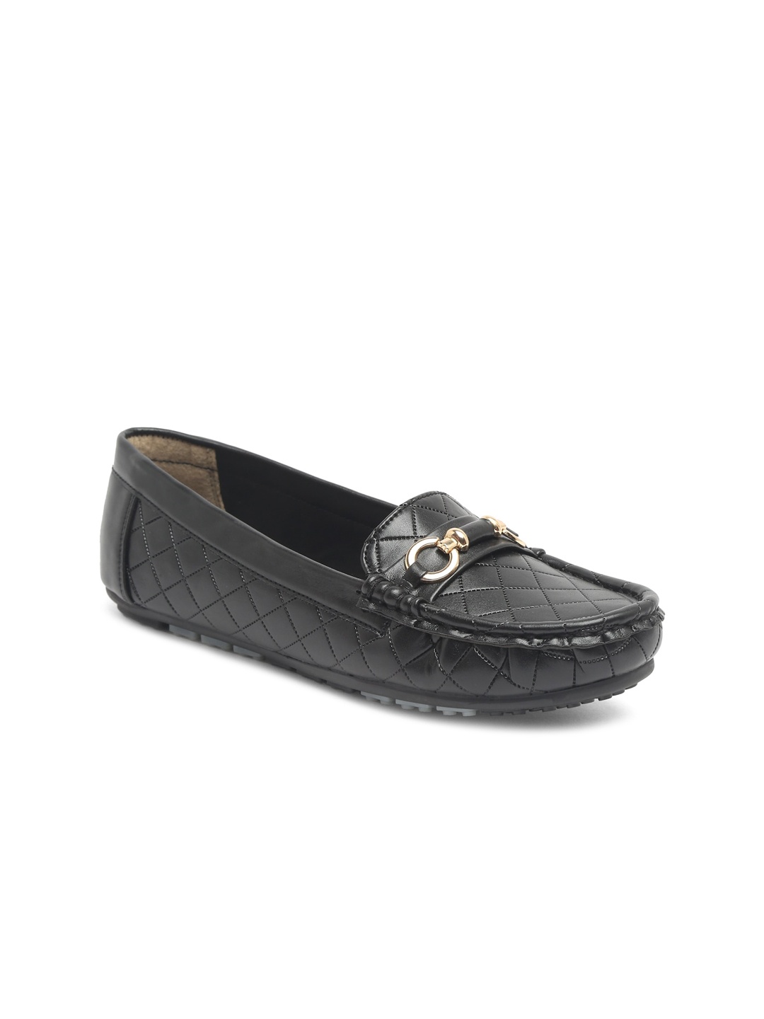 

Flat n Heels Women Black Textured Loafers