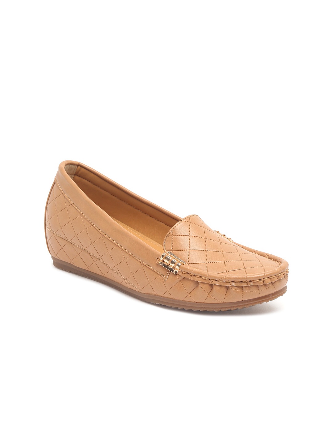 

Flat n Heels Women Tan Textured Loafers