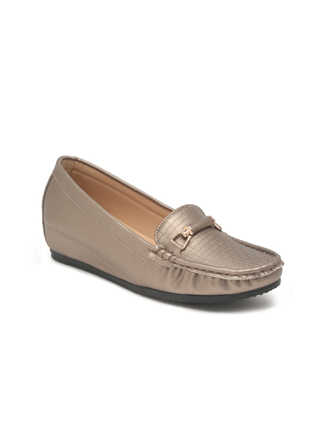 

Flat n Heels Women Bronze Textured Loafers