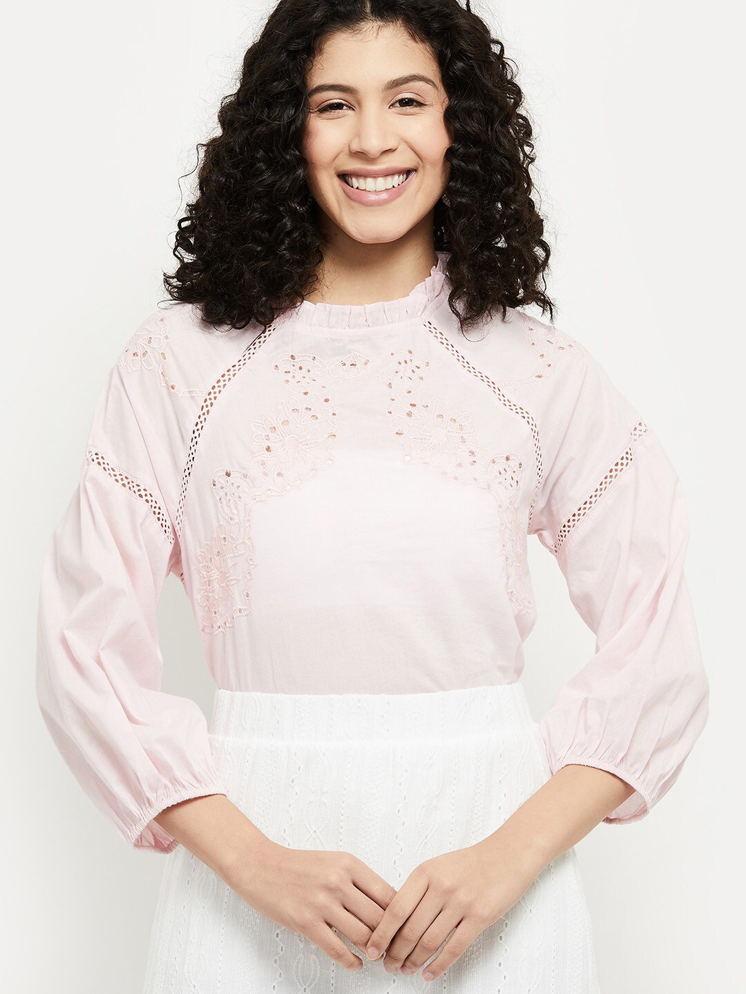 

max Pink Self Design Top
