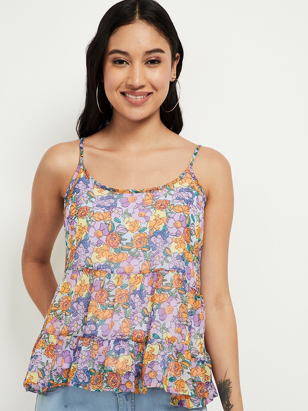 

max Multicoloured Floral Print Top, Multi