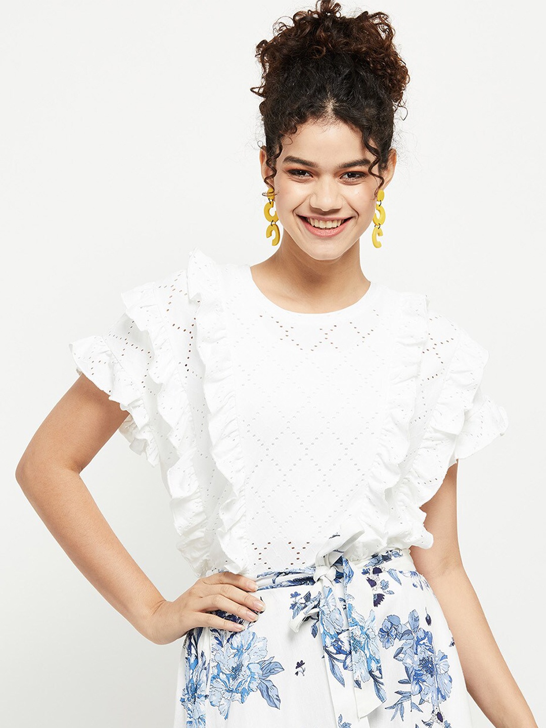 

max White Ruffles Top