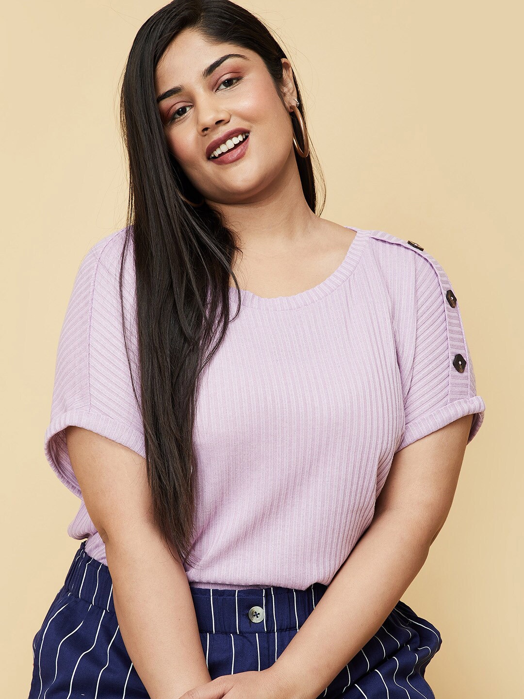 

max Plus Size Lavender Extended Sleeves Top