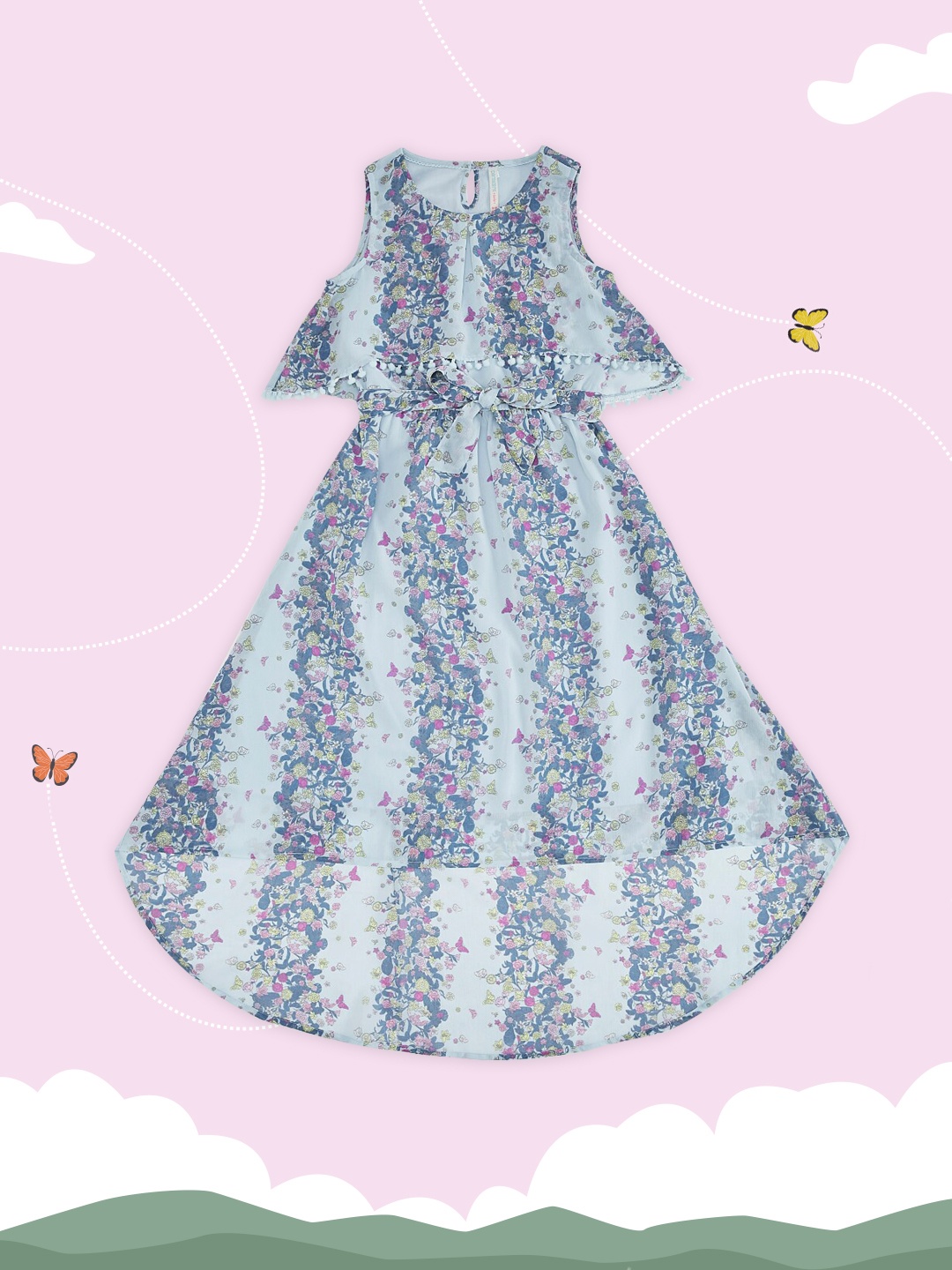 Pantaloons Junior Blue Floral Maxi Dress