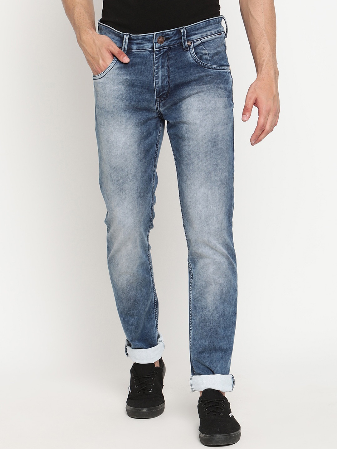 

Cantabil Men Blue Narrow Heavy Fade Stretchable Jeans