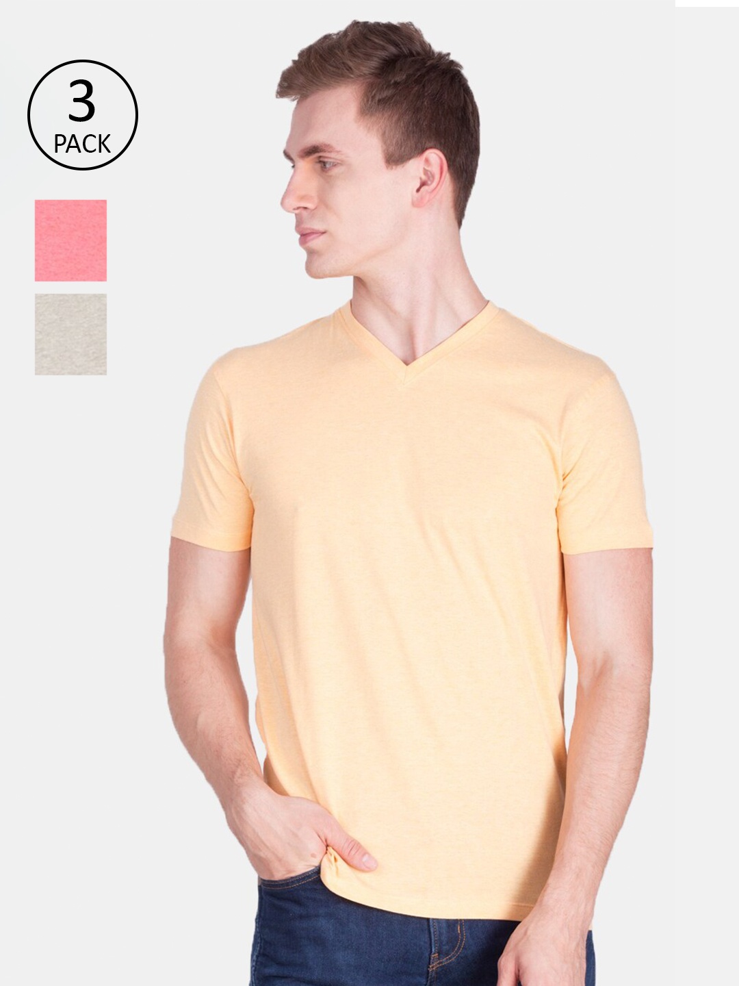 

Force NXT Men Pack Of 3 V-Neck T-shirt, Yellow