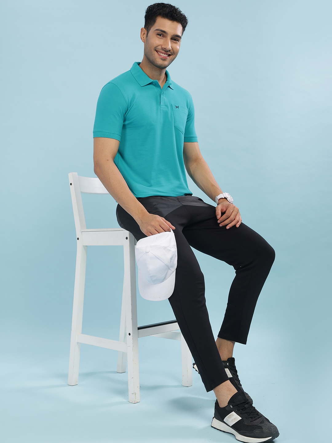 

Force NXT Men Green Polo Collar Super Combed Cotton T-shirt