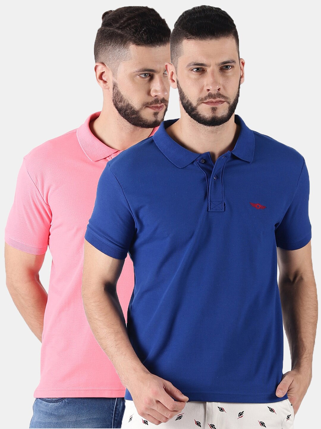 

Force NXT Men Pack of 2 Polo Collar 2pc SuperCombed Cotton Tshirts, Pink