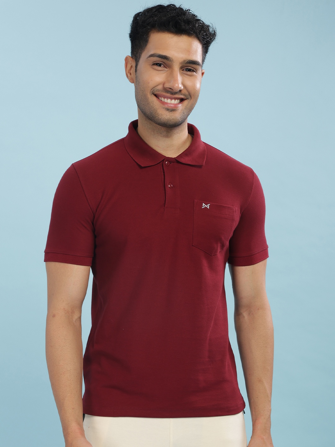 

Force NXT Men Polo Collar Super Combed Cotton T-Shirt, Maroon