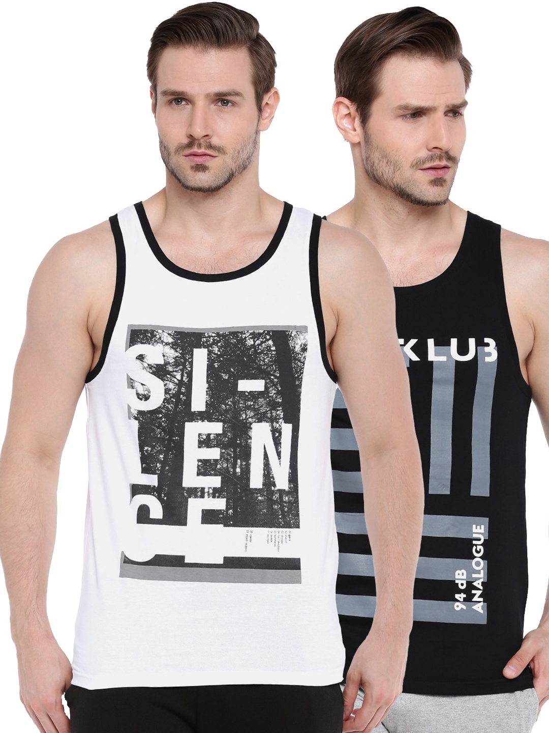 

Force NXT Pack of 2 Printed Super Combed Cotton Tank T-shirt, Multi