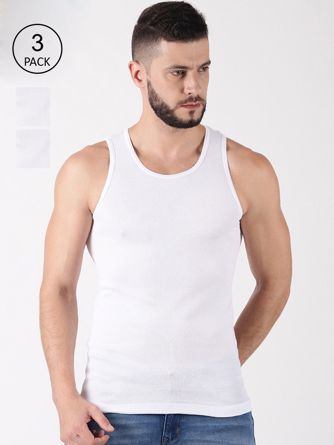 

Force NXT Men Pack of 3 White Cotton Innerwear Vests - MNFR-237-PO3-WHT