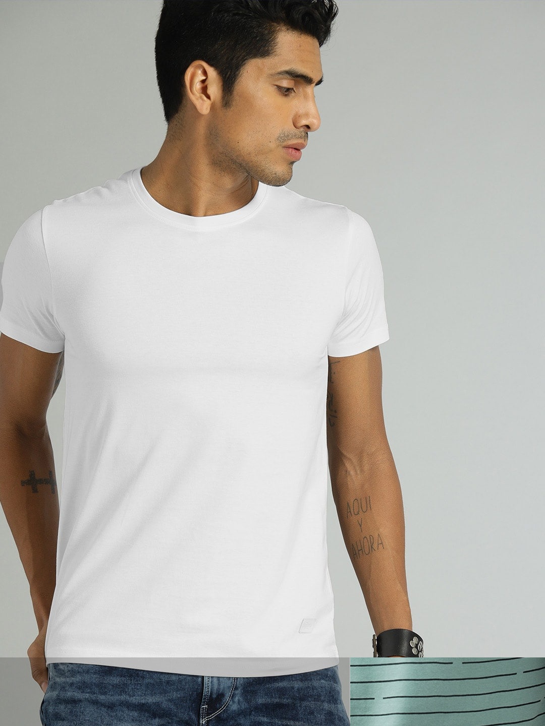 

Roadster Men Pack Of 2 Round Neck Pure Cotton T-shirts, Blue