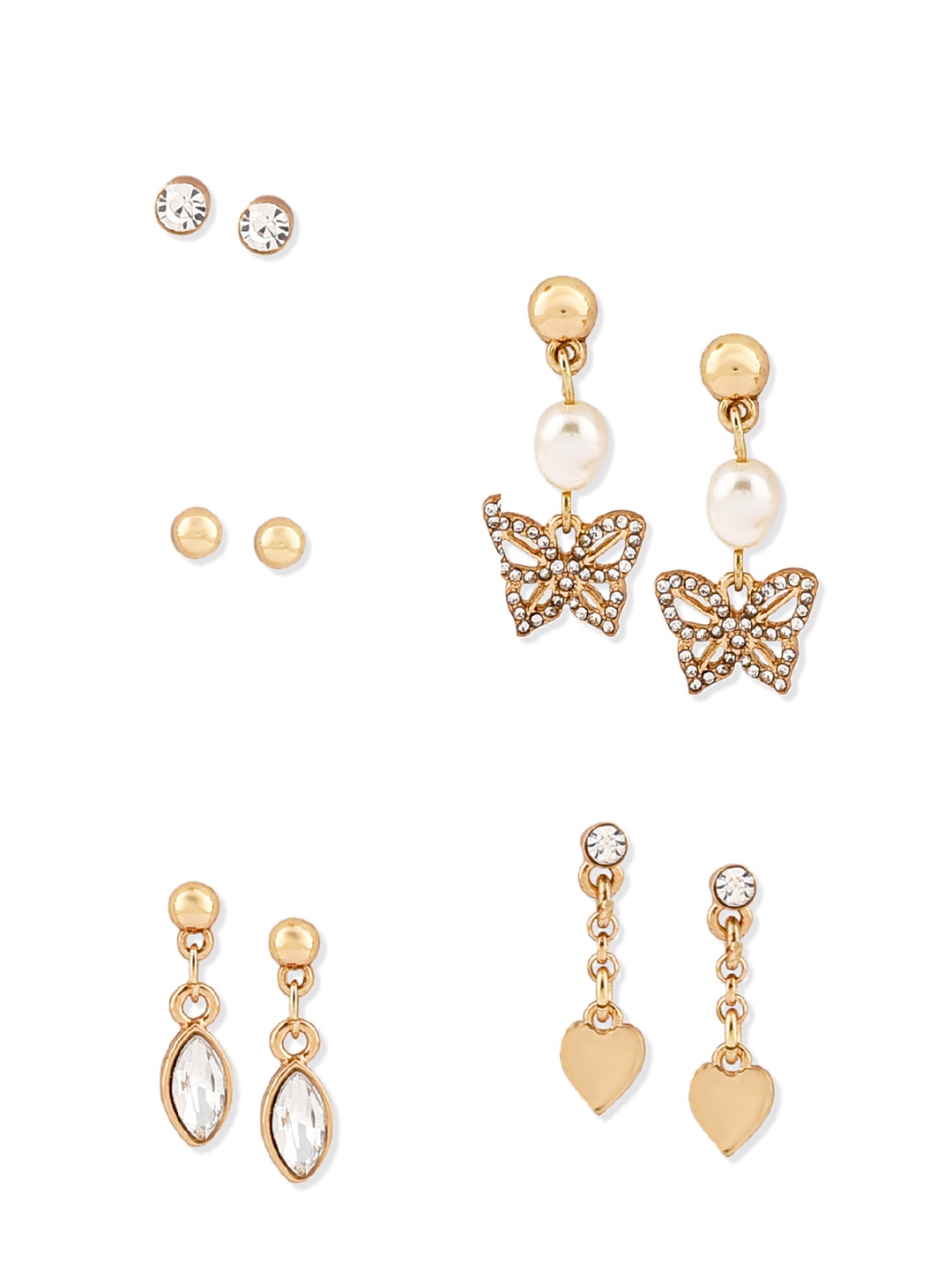 

Lilly & sparkle Gold-Plated Set Of 6 Circular Studs Earrings