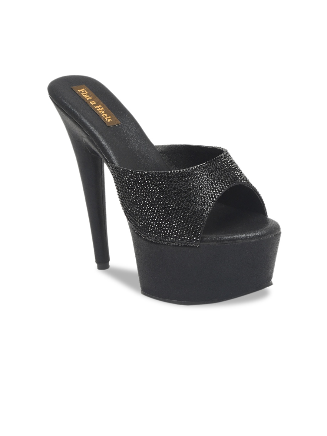 

Flat n Heels Black Embellished Peep Toes