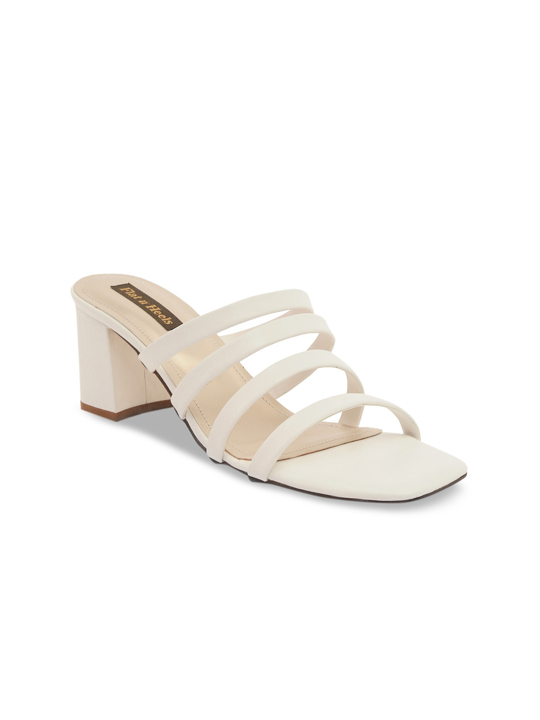 

Flat n Heels White Block Mules