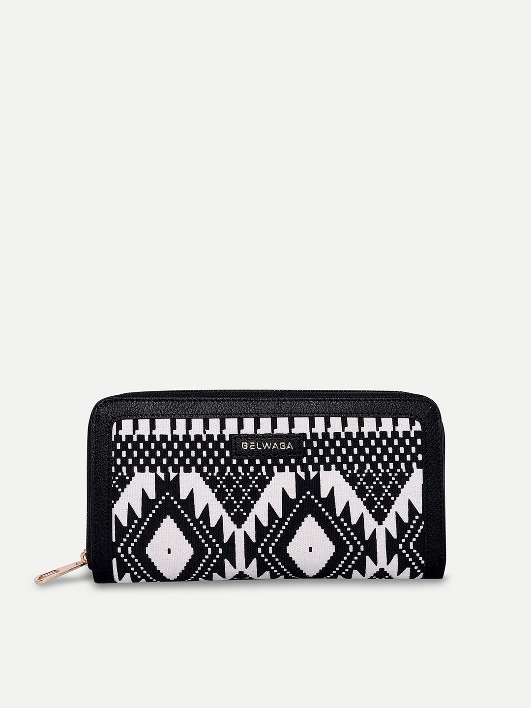 

Belwaba Women Black Printed Wrap Around Wallet