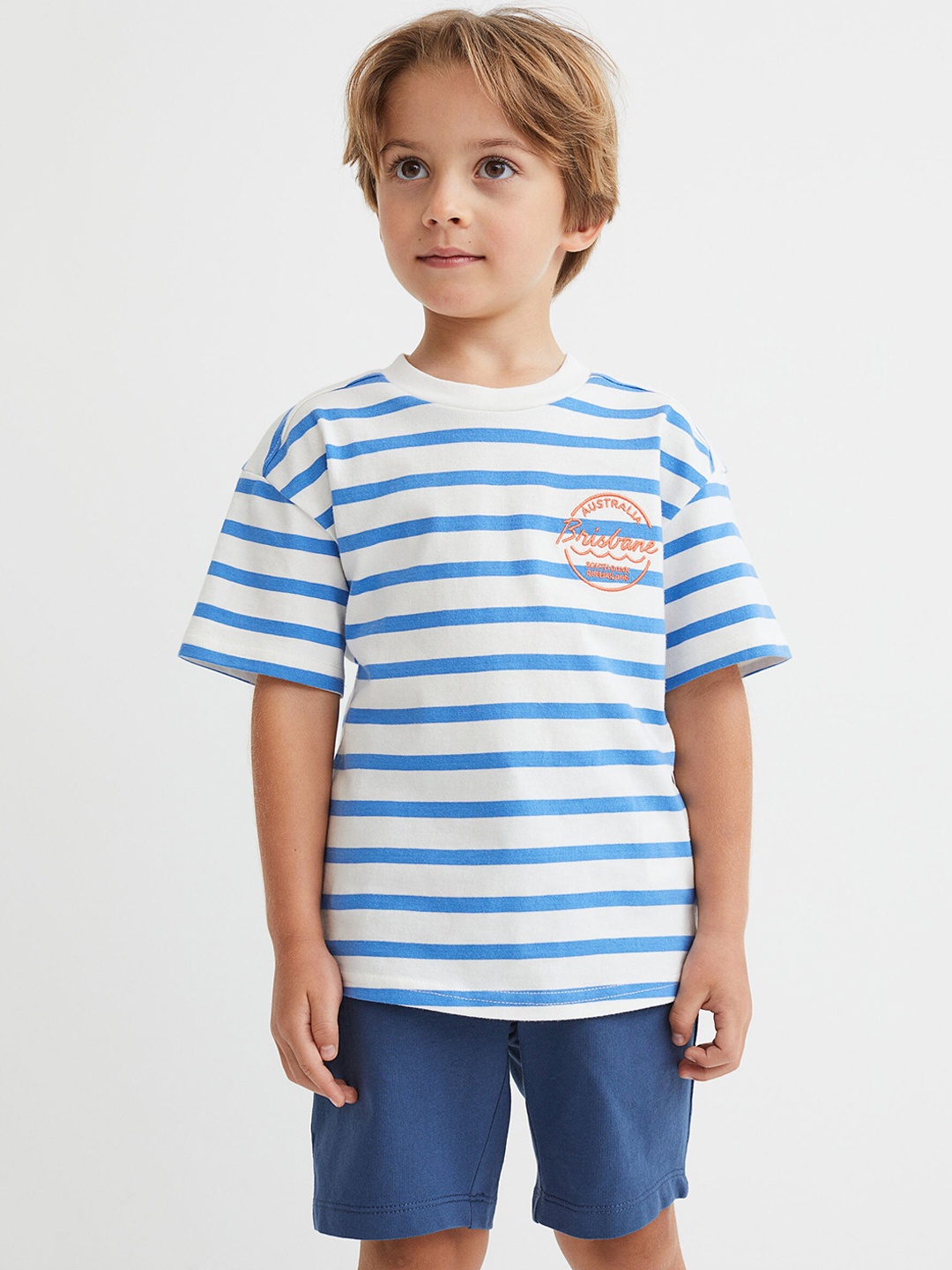 

H&M Boys Blue & White Pure Cotton 2-Piece Set
