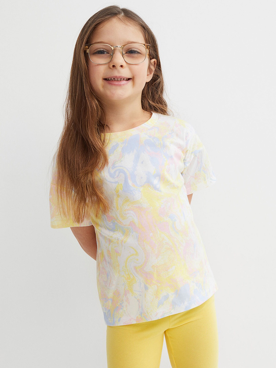 

H&M Girls Yellow Pure Cotton 2 Piece Printed Set