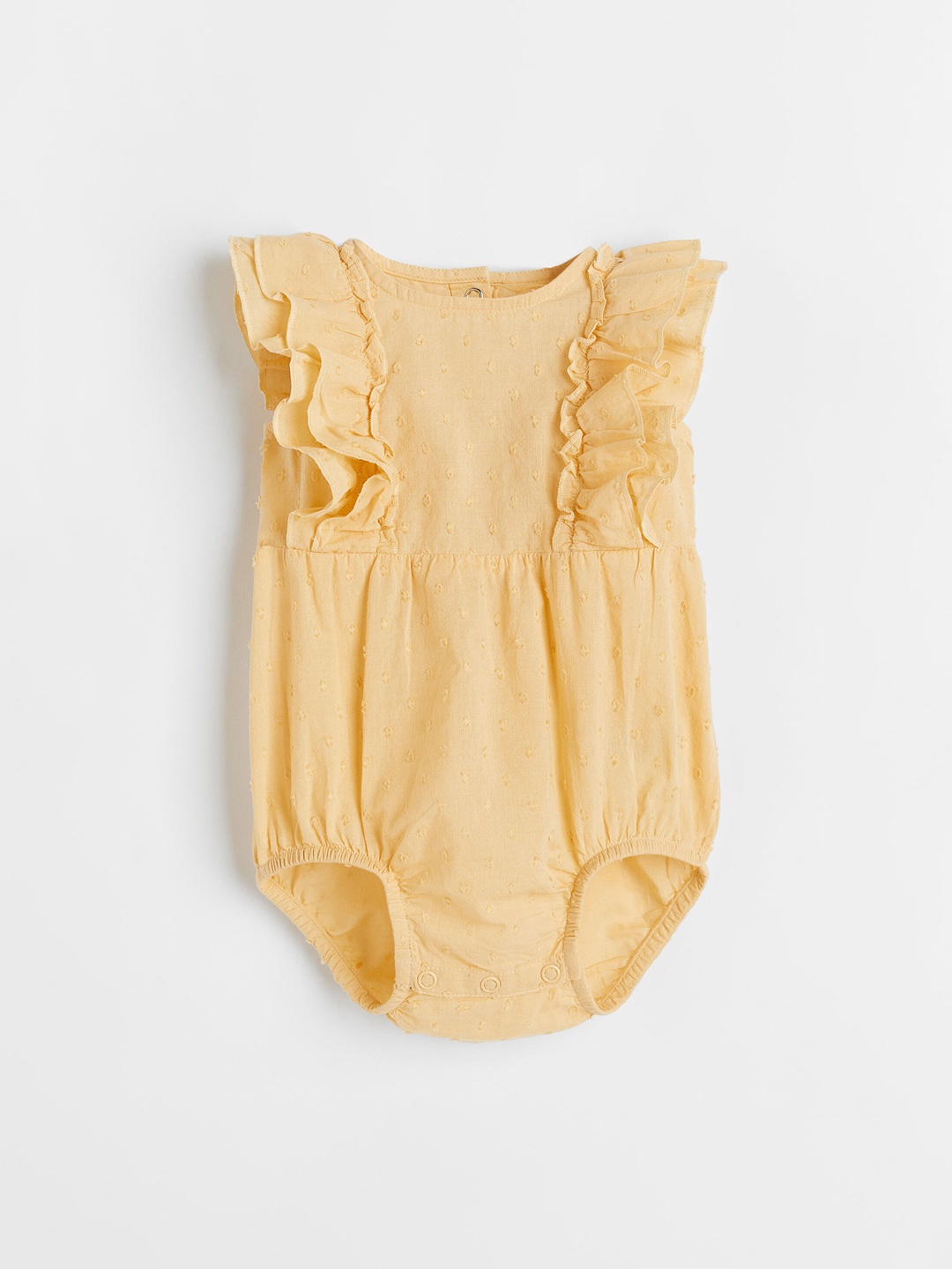 

H&M Girls Yellow Pure Cotton Flounce-Trimmed Romper Suit