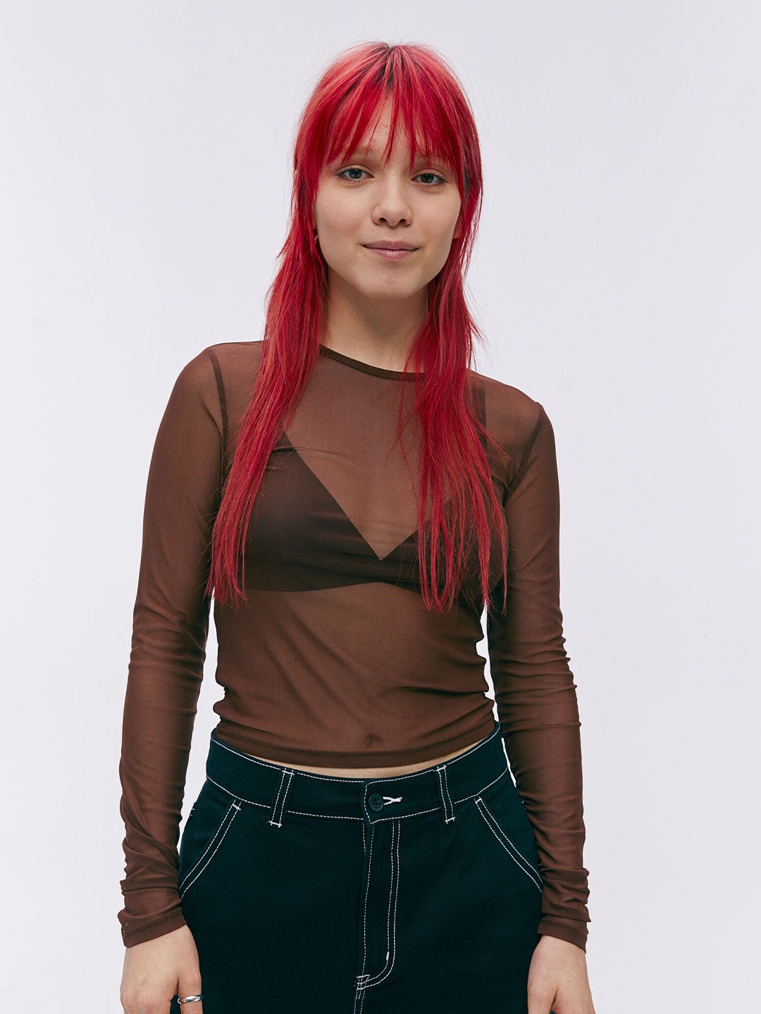 

H&M Women Brown Mesh Top