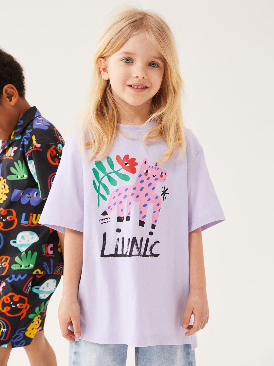 

H&M Girls Purple Cotton Printed T-shirt