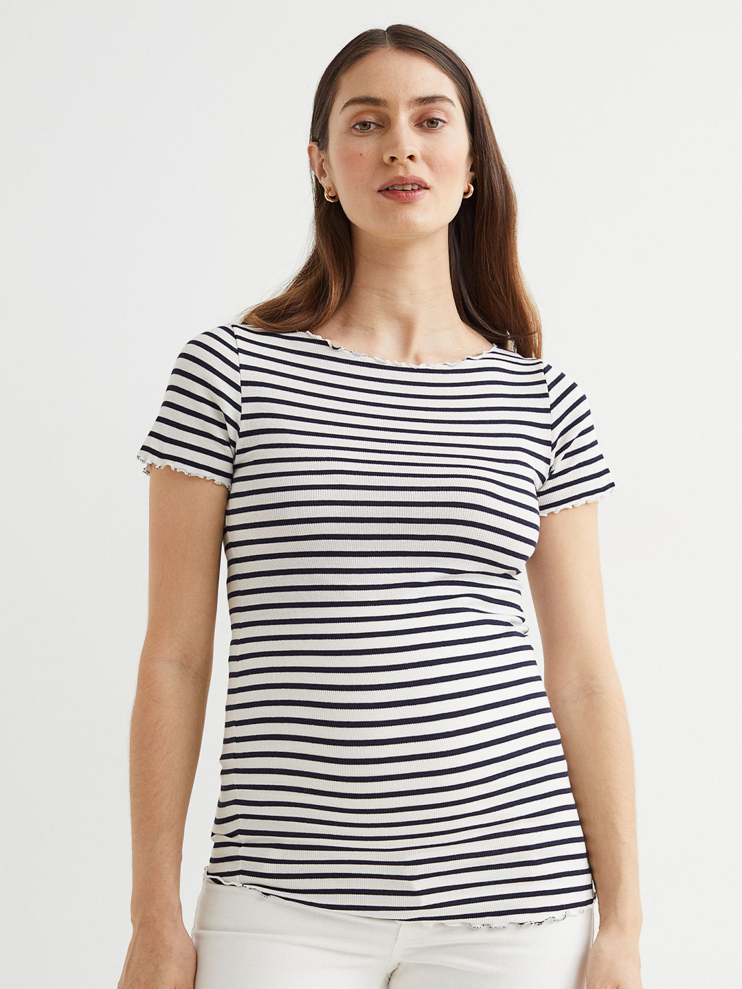 

H&M Women White & Black MAMA 2-Pack Cotton Tops