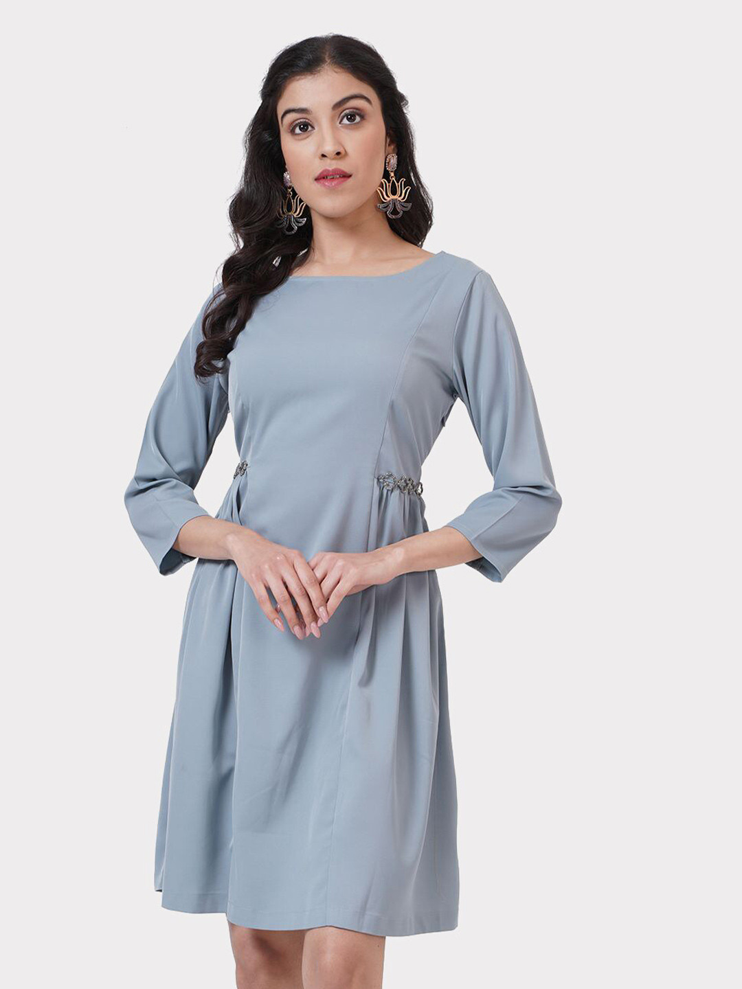 

SHECZZAR Women Grey A-Line Dress