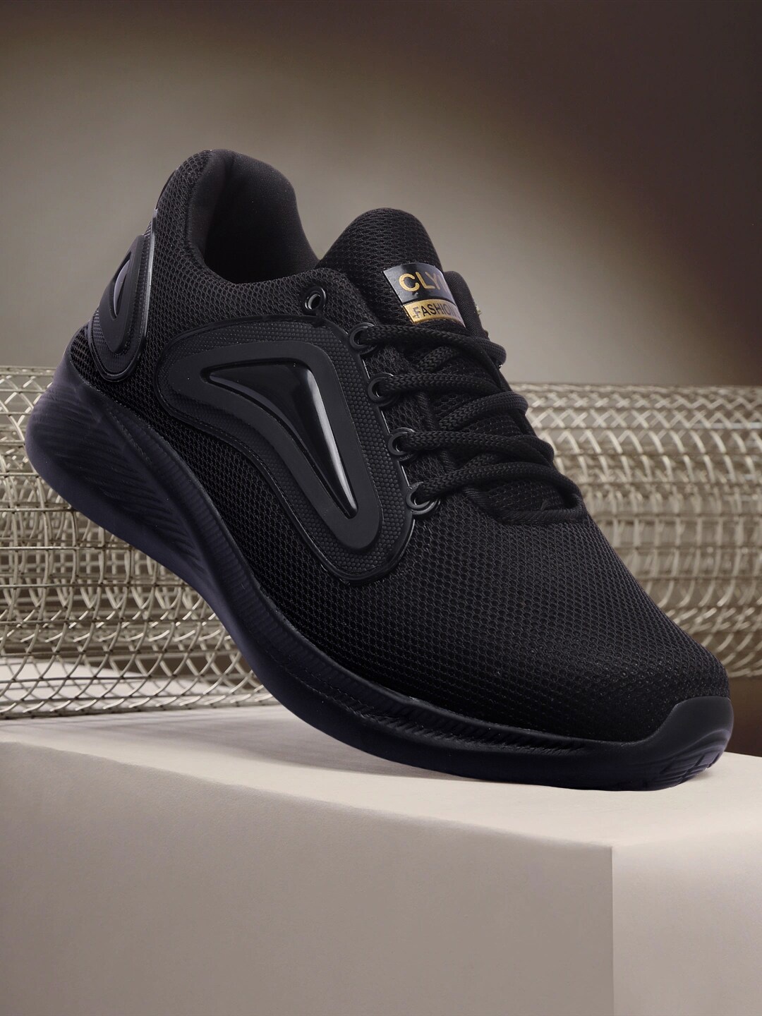 

CLYMB Men Black Mesh Running Non-Marking Shoes