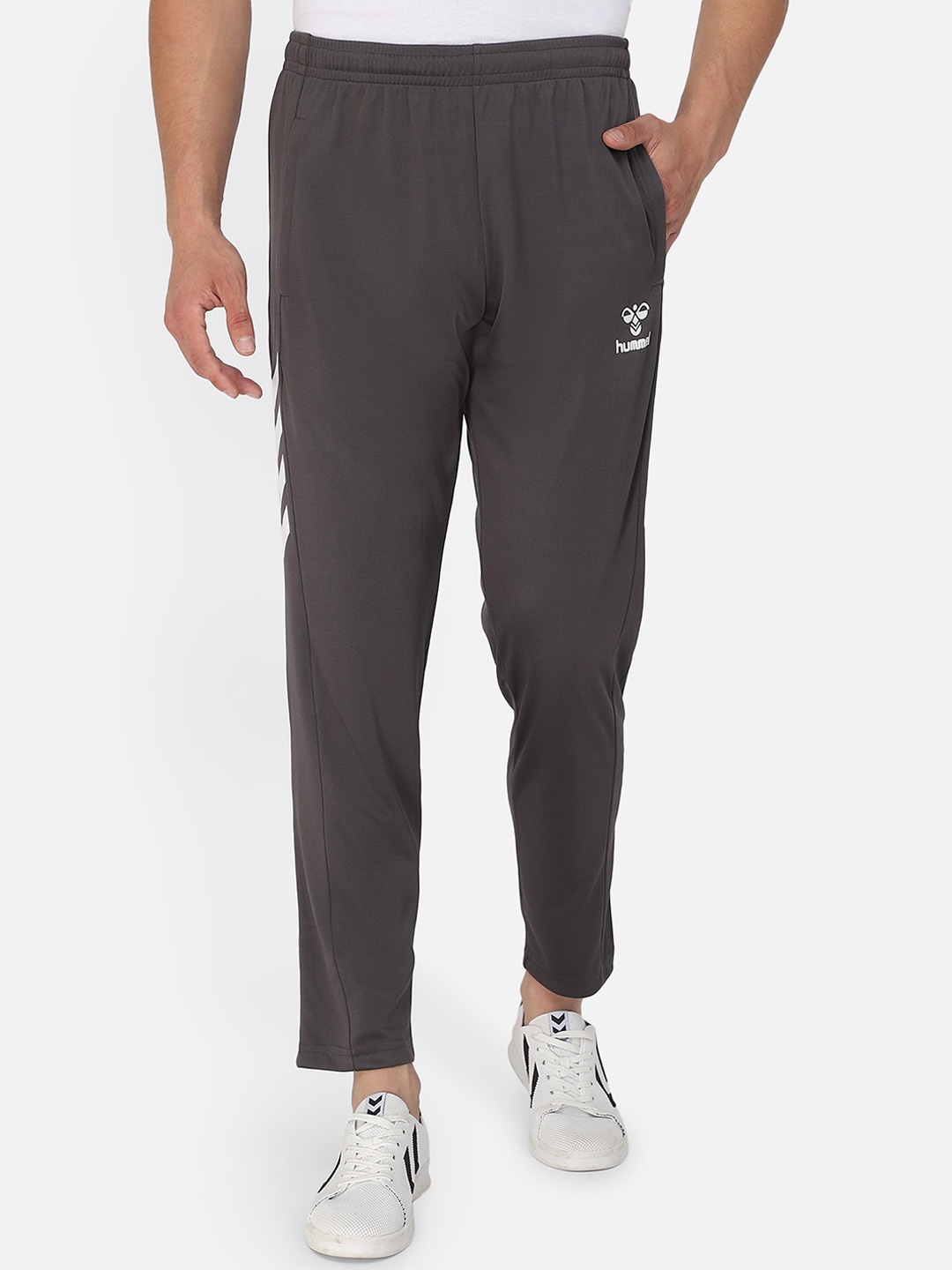 

hummel Men Charcoal Grey Solid Track Pants