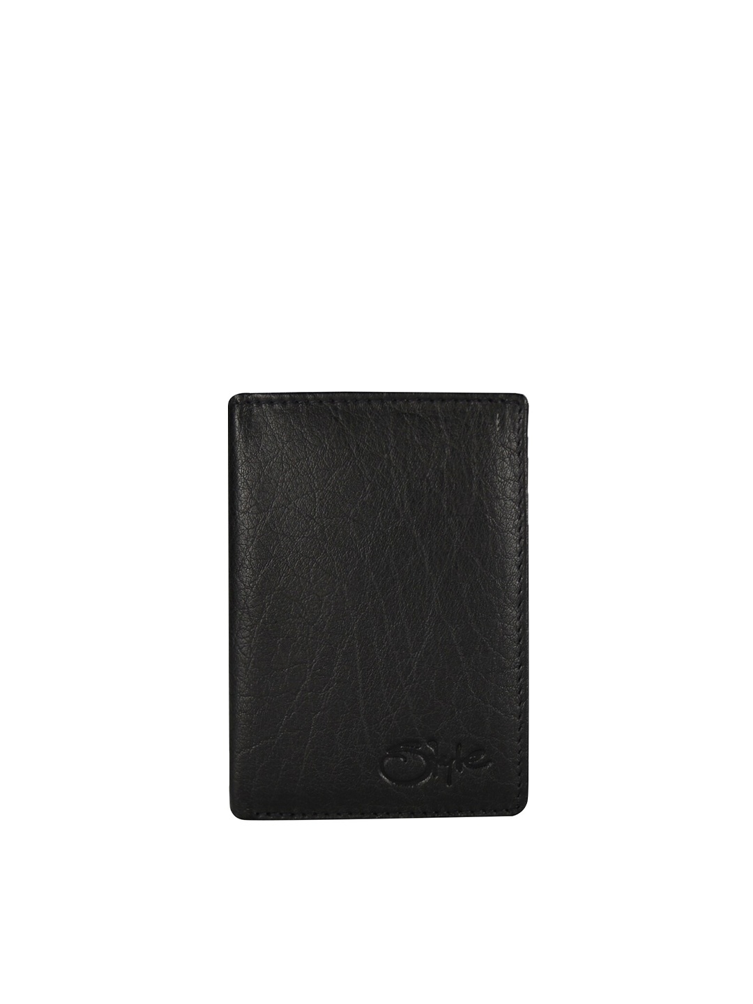 

Style SHOES Women Black Textured Leather Two Fold Wallet