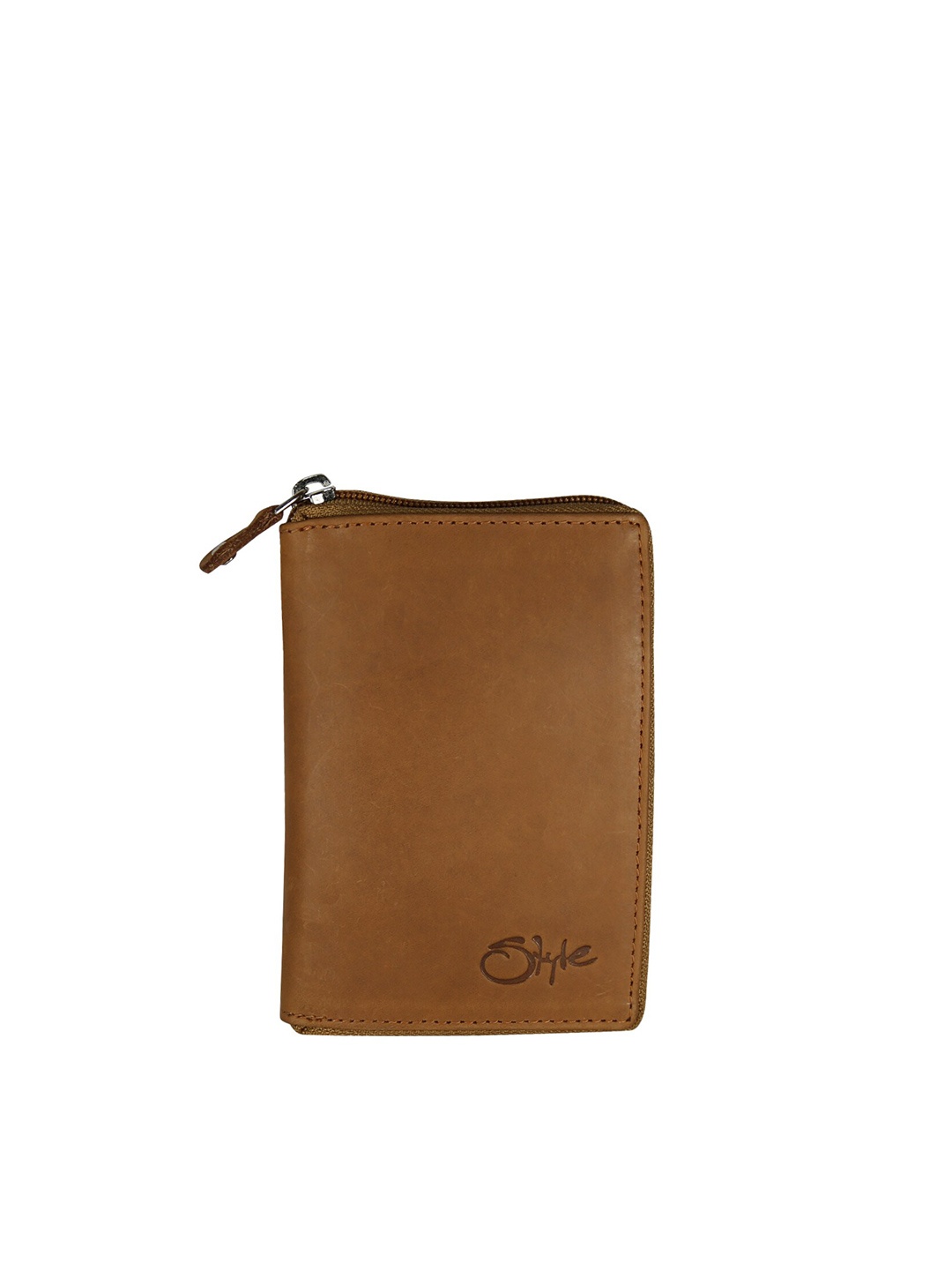 

Style SHOES Women Khaki Leather Zip Around Wallet