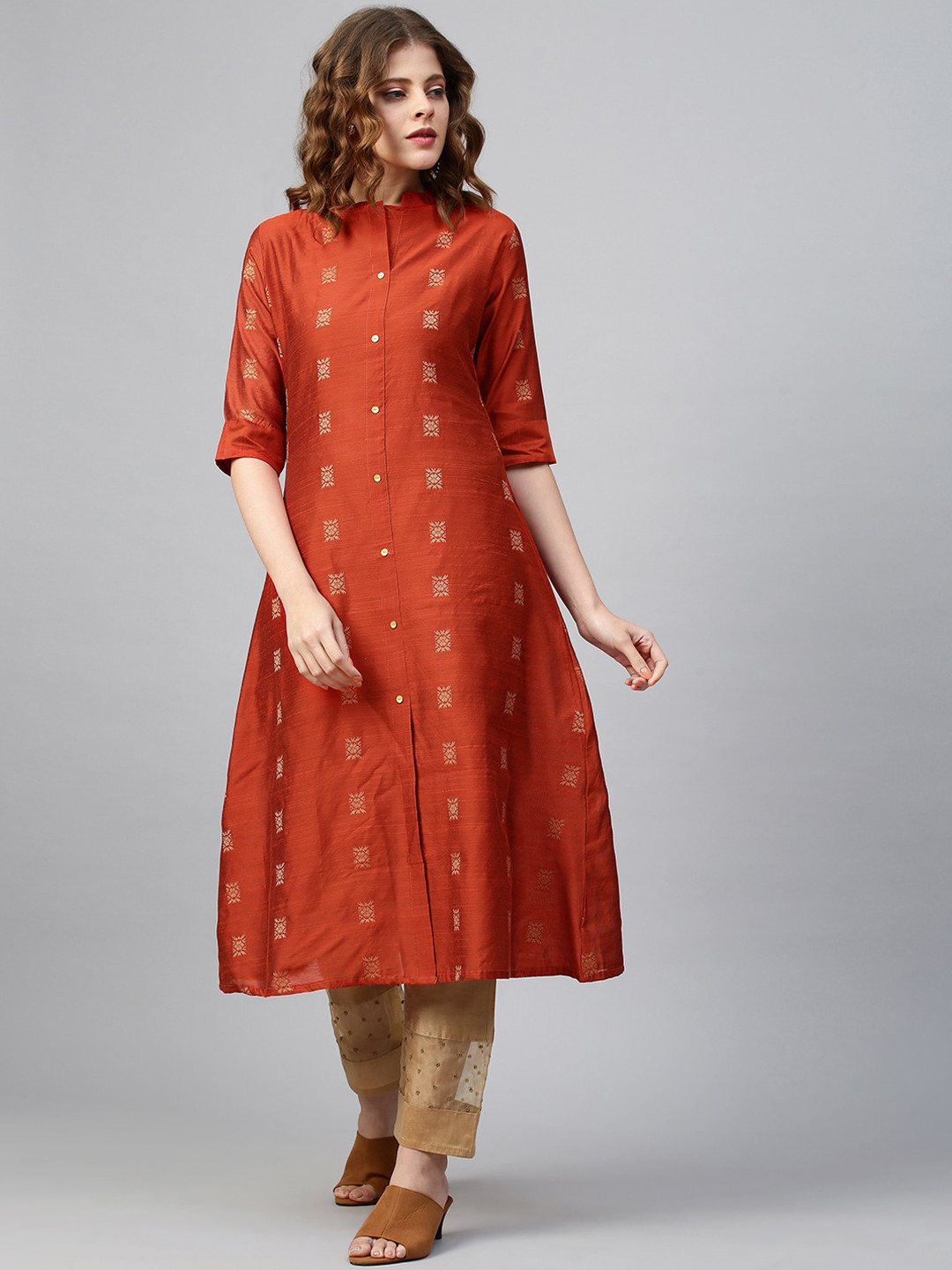 

FASHOR Women Rust Ethnic Motifs Kurta