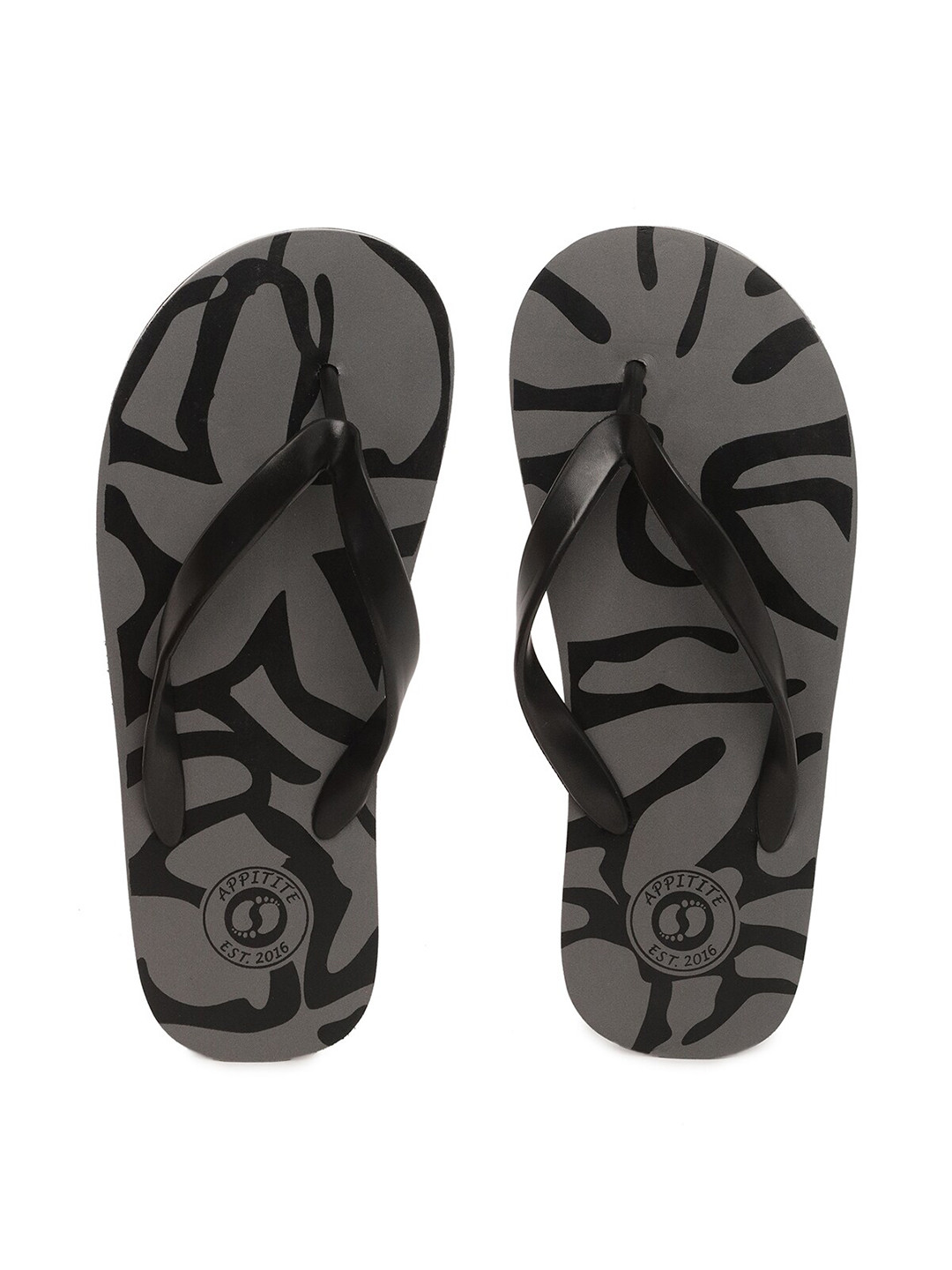 

APPITITE Men Grey & Black Printed Rubber Thong Flip-Flops