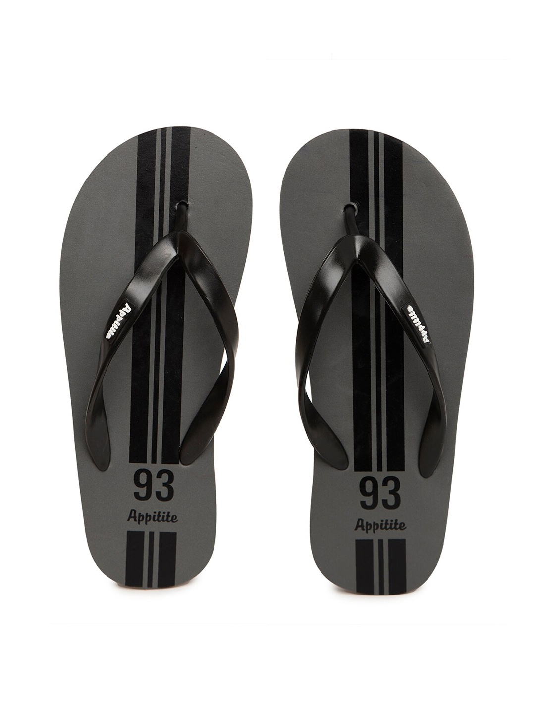 

APPITITE Men Grey & Black Printed Rubber Thong Flip-Flops