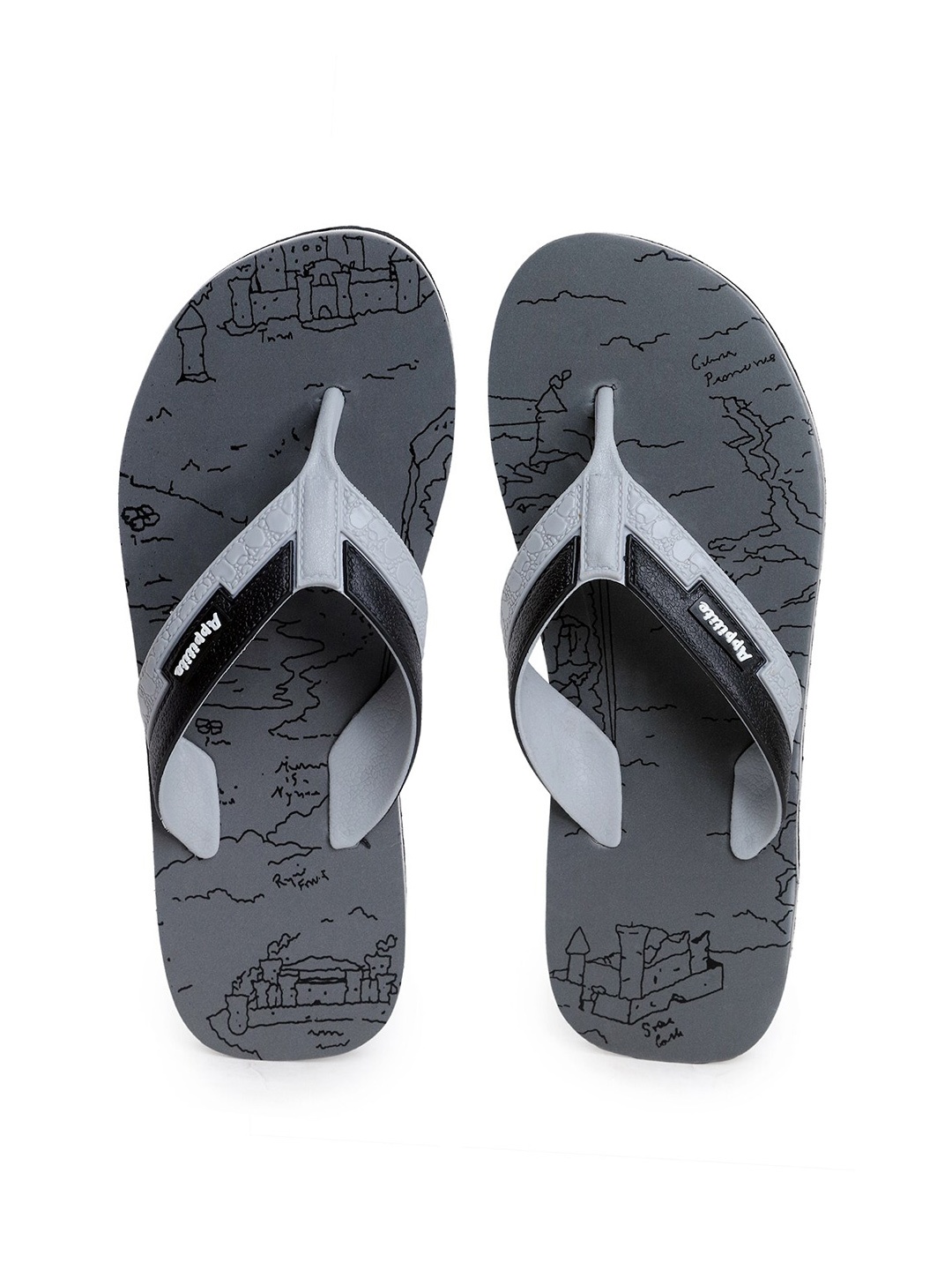 

APPITITE Men Grey & Black Printed Rubber Thong Flip-Flops