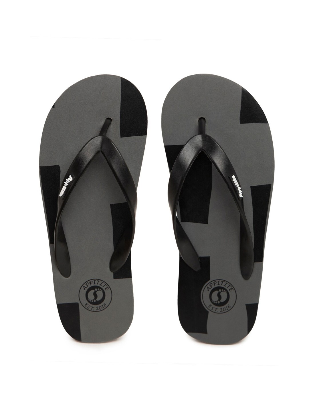 

APPITITE Men Grey & Black Printed Thong Flip-Flops
