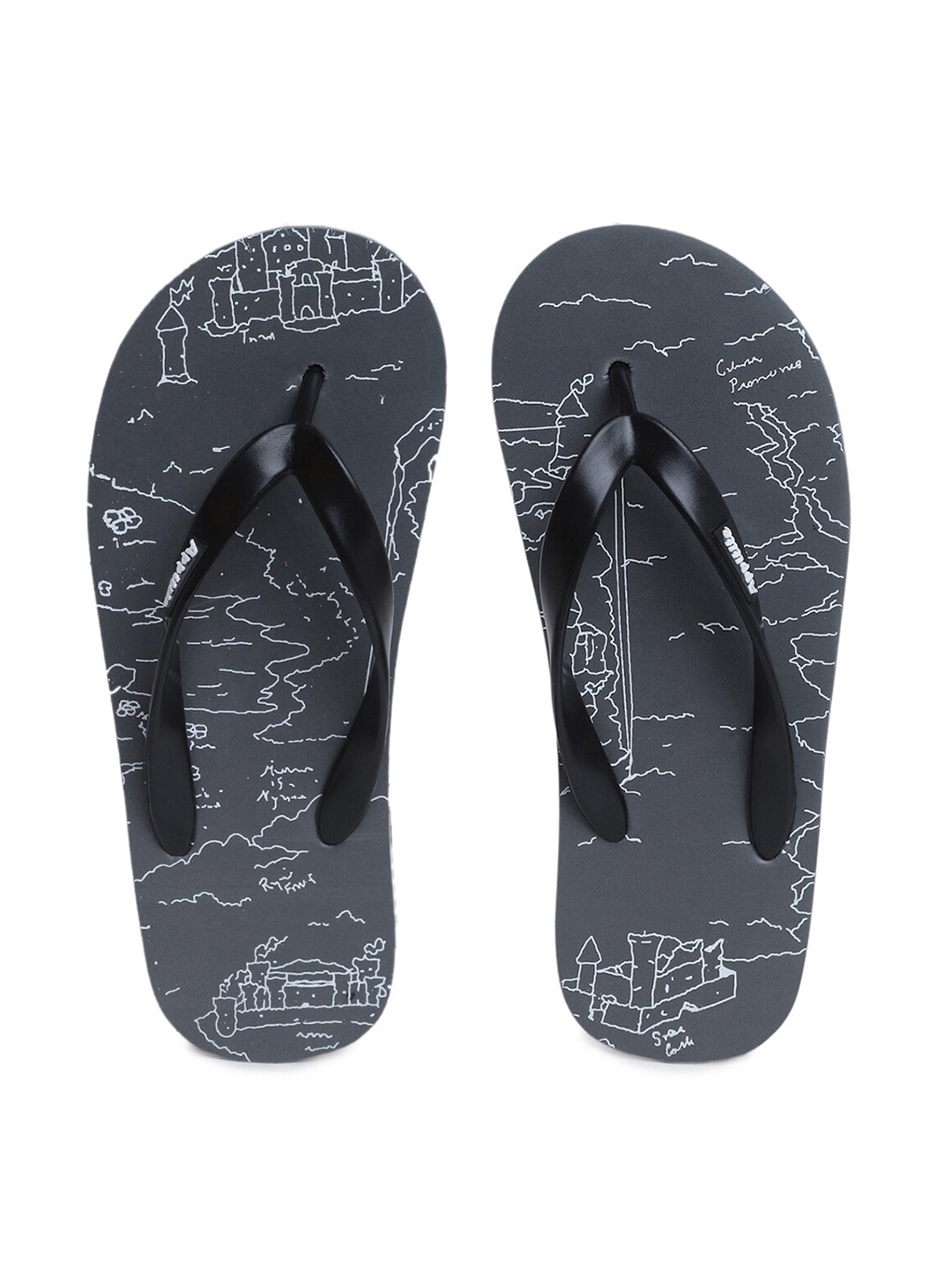 

APPITITE Men Grey & Black Printed Rubber Thong Flip-Flops