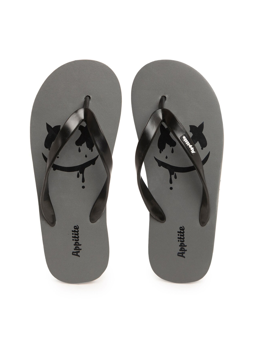 

APPITITE Men Grey & Black Printed Rubber Thong Flip-Flops
