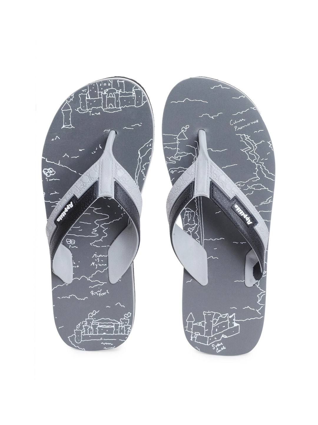 

APPITITE Men Grey & White Printed Rubber Thong Flip-Flops