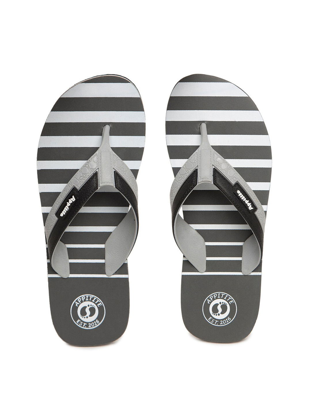 

APPITITE Men Grey & White Printed Rubber Thong Flip-Flops