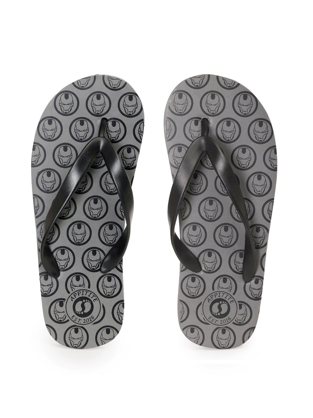 

APPITITE Men Grey & Black Printed Rubber Thong Flip-Flops