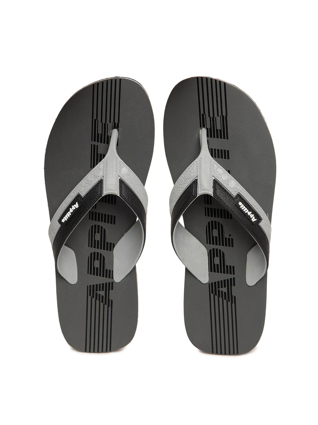 

APPITITE Men Grey & Black Printed Thong Flip-Flops