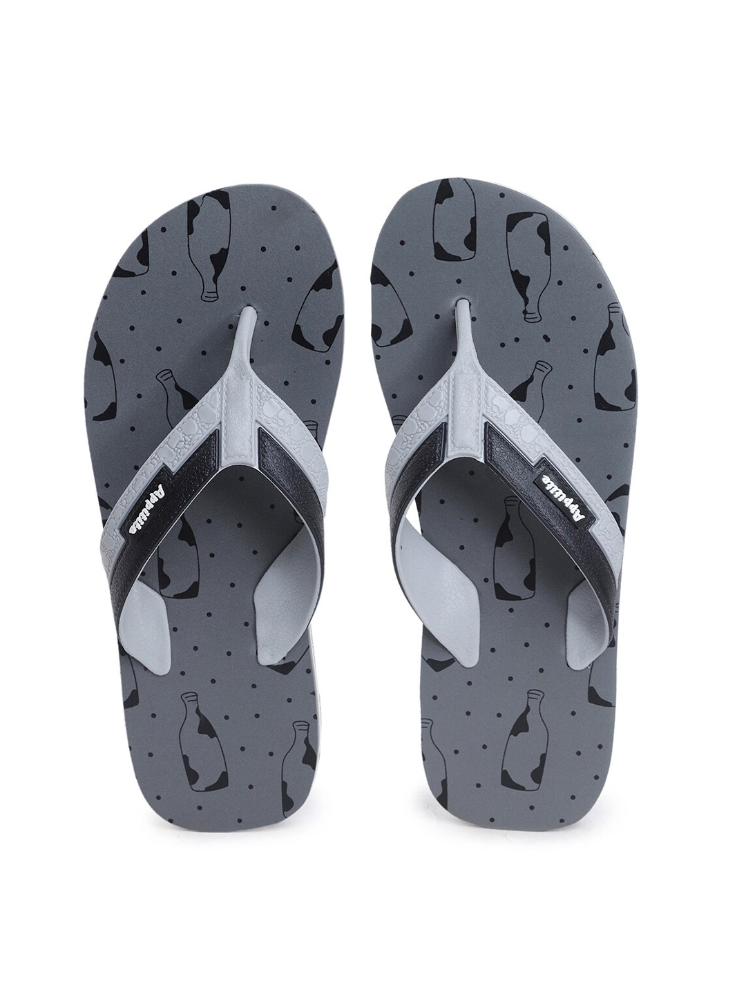 

APPITITE Men Grey & Black Printed Rubber Thong Flip-Flops