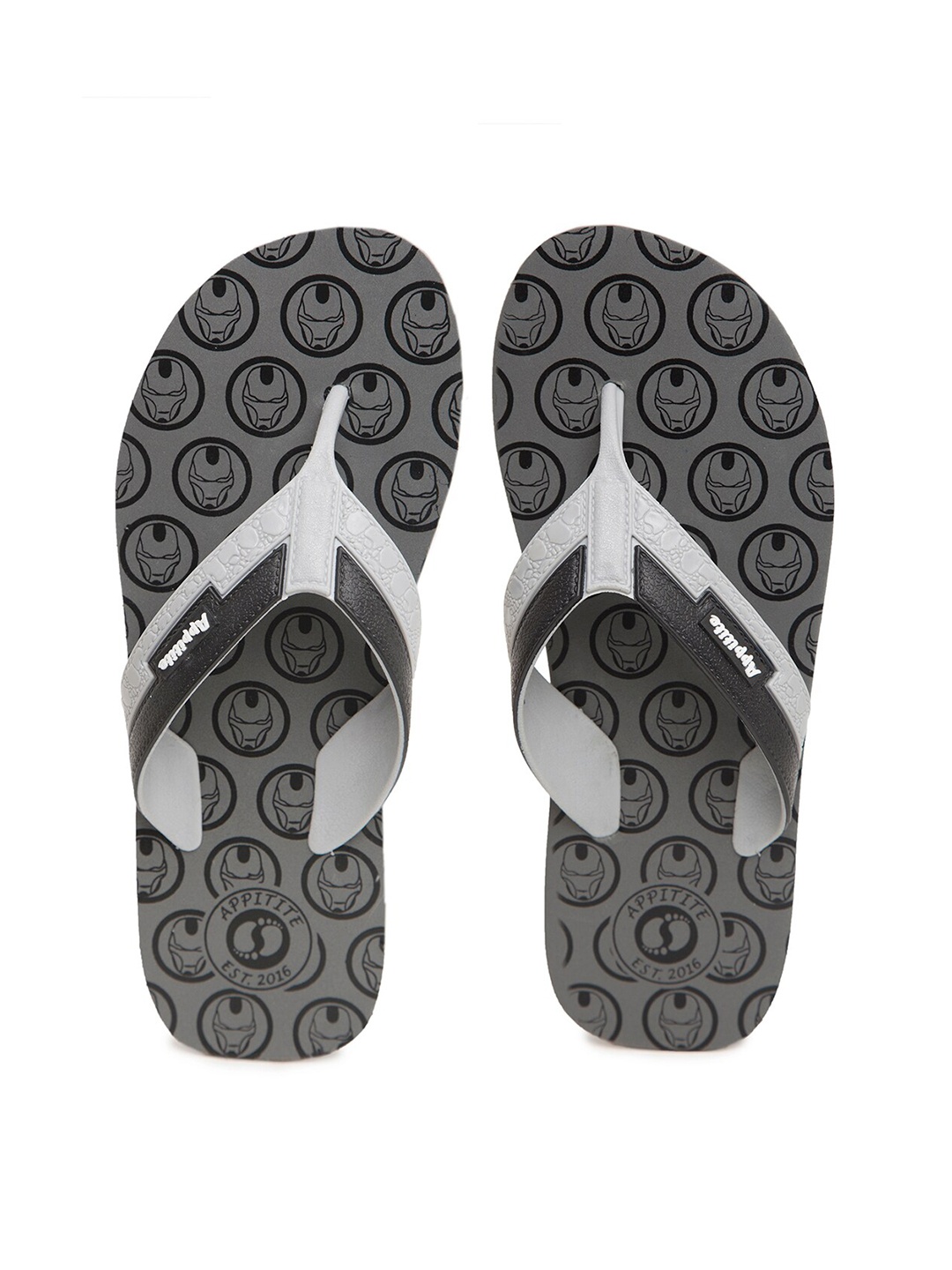 

APPITITE Men Grey & Black Printed Thong Flip-Flops