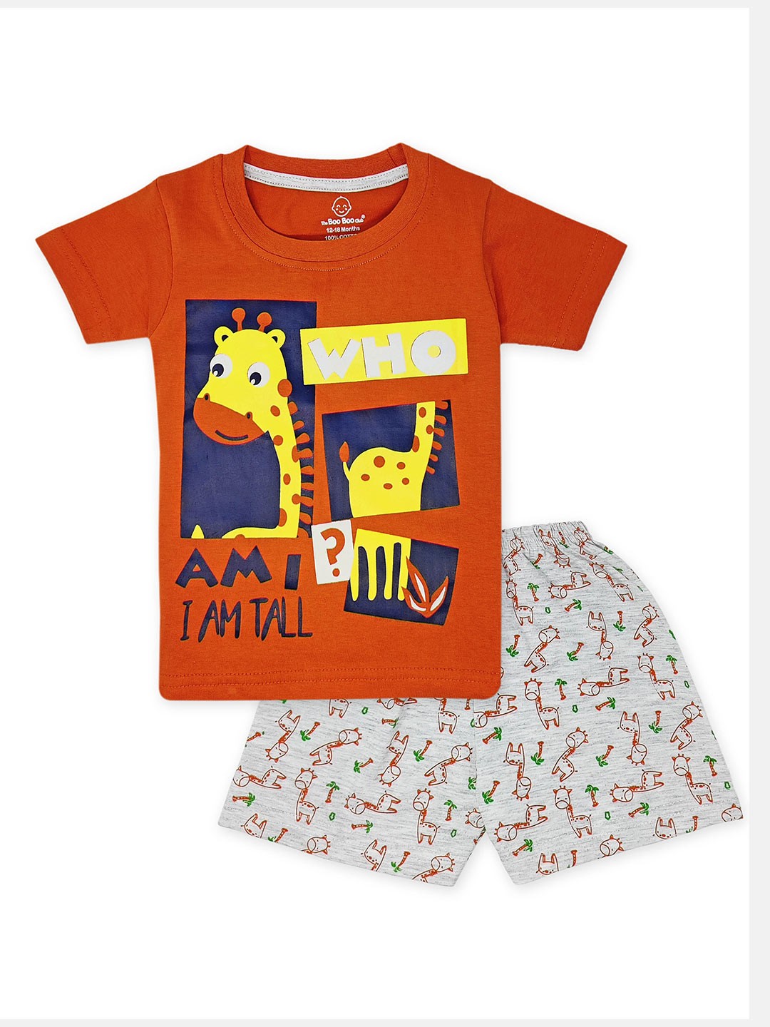

The Boo Boo Club Kids Printed Pure Cotton Night suit, Orange