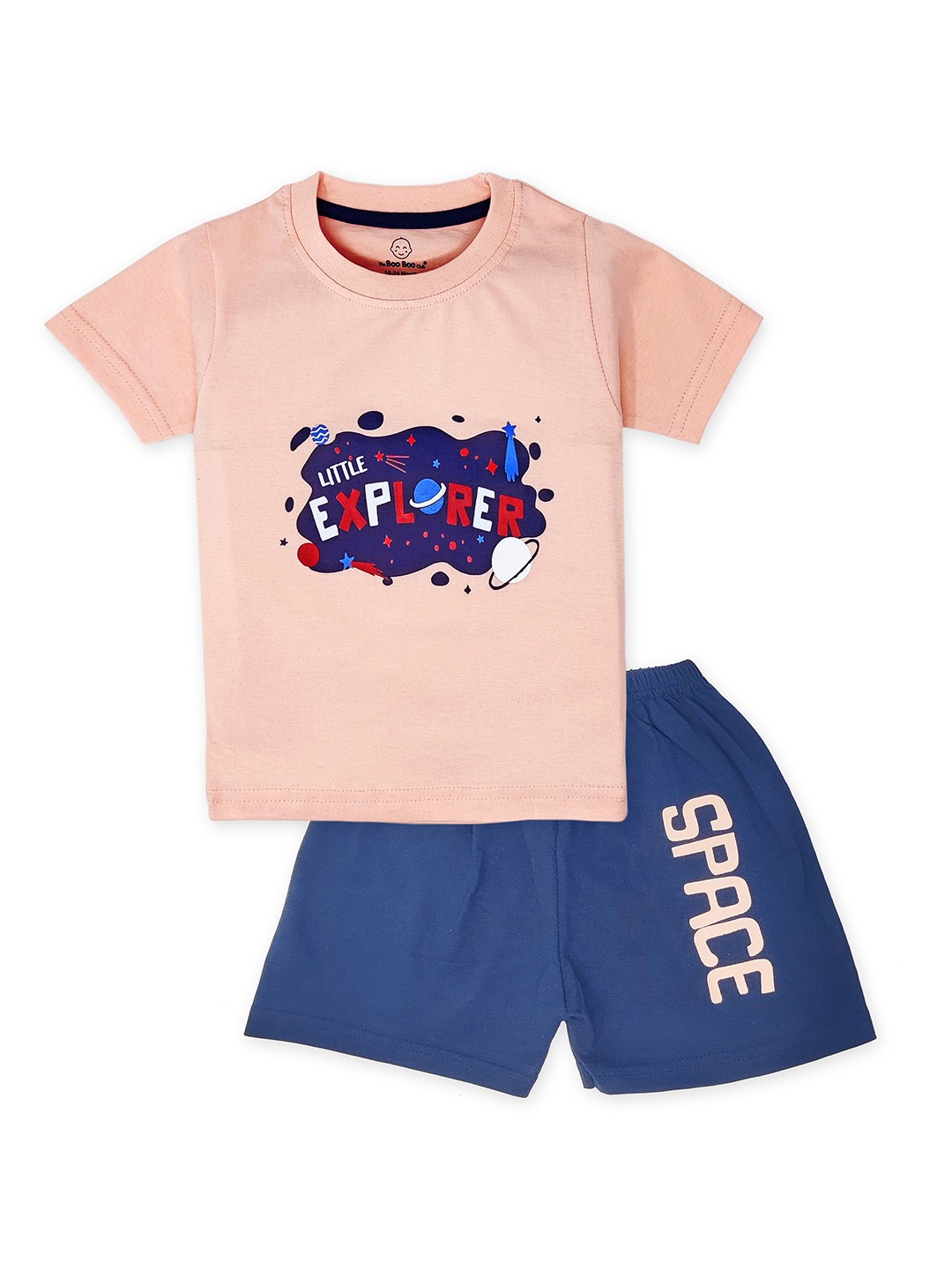 

The Boo Boo Club Kids Printed Pure Cotton Night suit, Peach