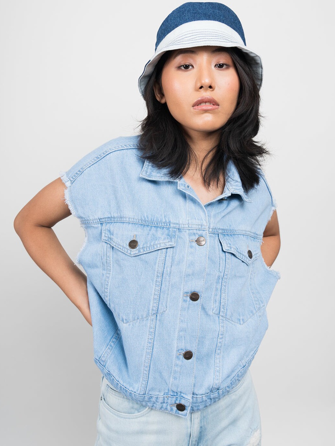 

FREAKINS Women Stunning Blue Washed Jacket