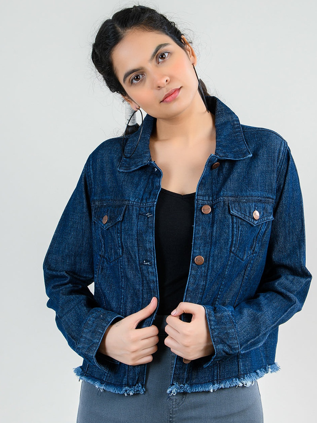 

FREAKINS Women Stunning Blue Washed Jacket