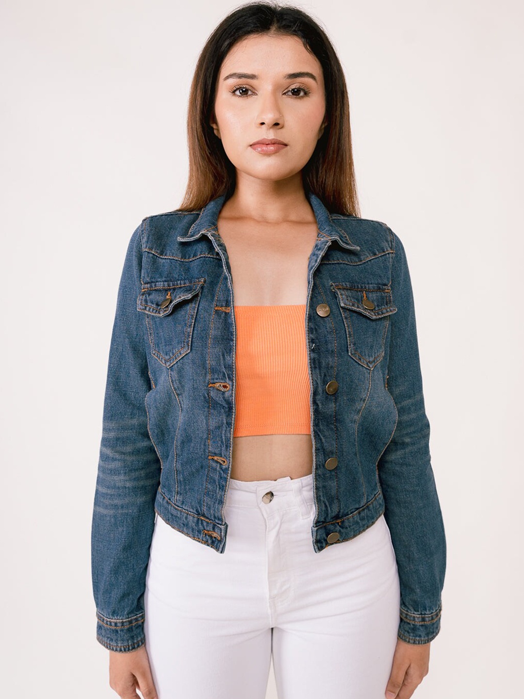 

FREAKINS Women Stunning Blue Washed Jacket