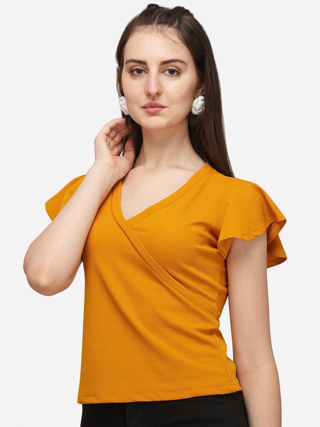 

Amrutam Fab Mustard Yellow Crepe Top